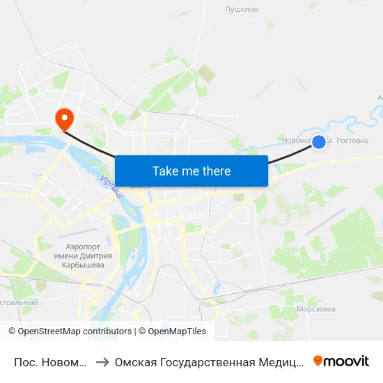 Пос. Новомосковка to Омская Государственная Медицинская Академия map