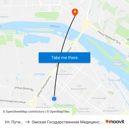 Ул. Путилова to Омская Государственная Медицинская Академия map