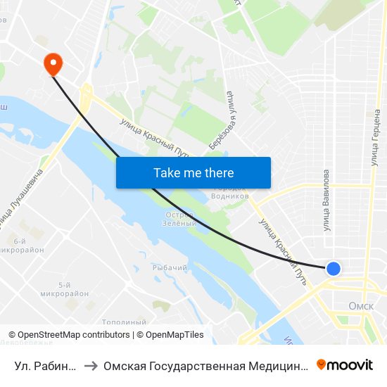 Ул. Рабиновича to Омская Государственная Медицинская Академия map