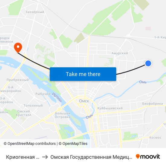 Криогенная Техника to Омская Государственная Медицинская Академия map