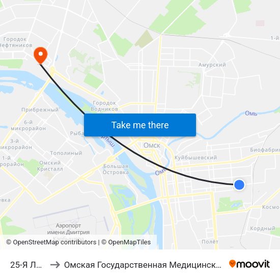 25-Я Линия to Омская Государственная Медицинская Академия map
