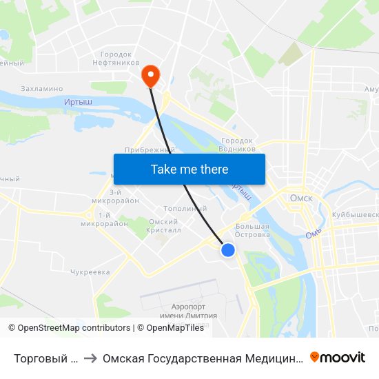 Торговый Город to Омская Государственная Медицинская Академия map