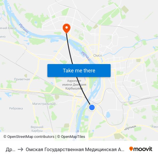 Дрсу to Омская Государственная Медицинская Академия map