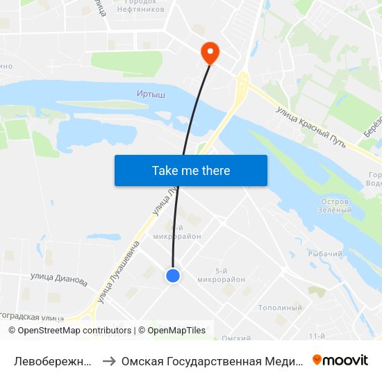 Левобережный Рынок to Омская Государственная Медицинская Академия map