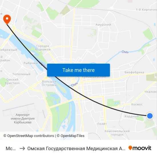 Мсч-9 to Омская Государственная Медицинская Академия map