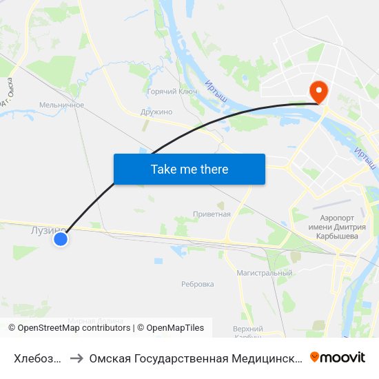 Хлебозавод to Омская Государственная Медицинская Академия map