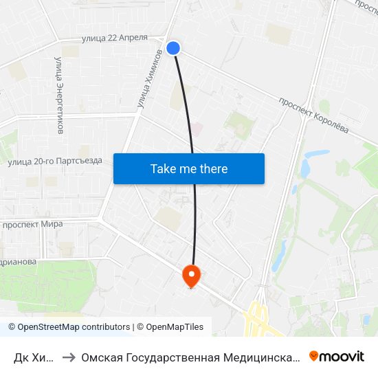 Дк Химик to Омская Государственная Медицинская Академия map