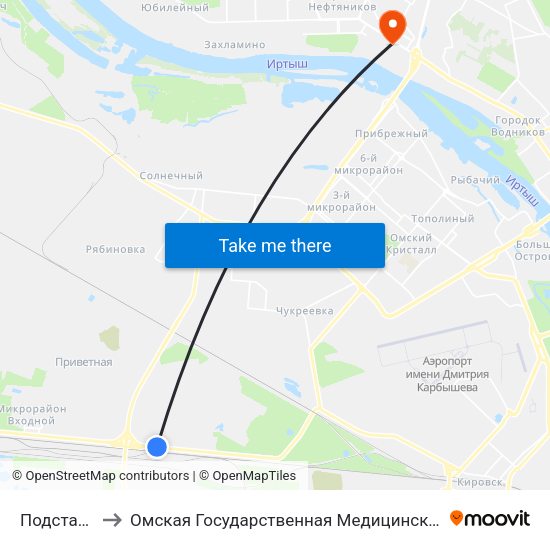 Подстанция to Омская Государственная Медицинская Академия map