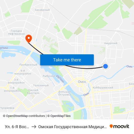 Ул. 6-Я Восточная to Омская Государственная Медицинская Академия map