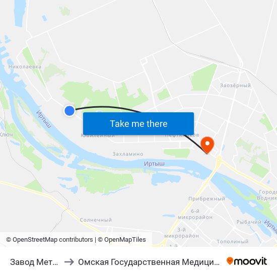 Завод Металлист to Омская Государственная Медицинская Академия map