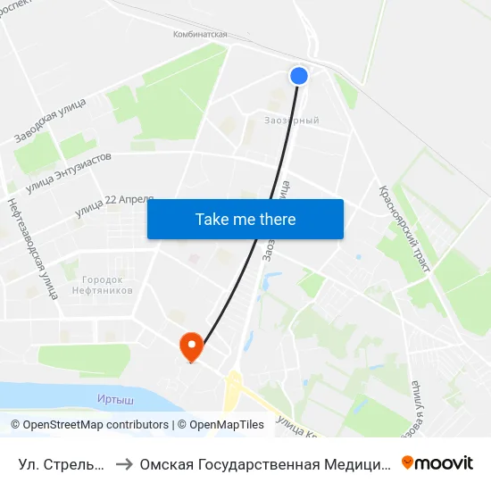 Ул. Стрельникова to Омская Государственная Медицинская Академия map