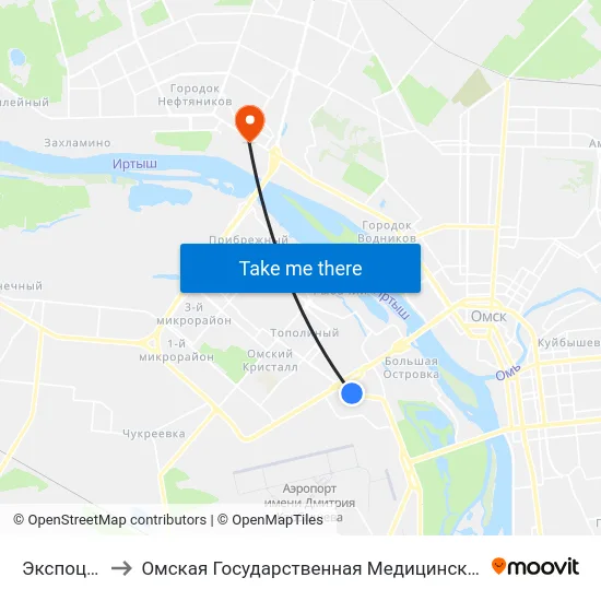 Экспоцентр to Омская Государственная Медицинская Академия map