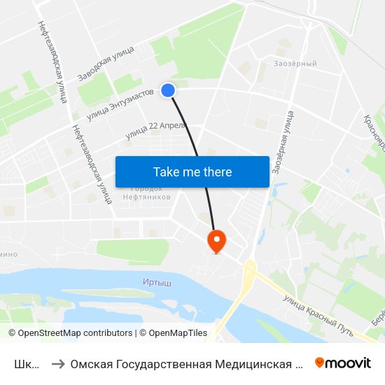 Школа to Омская Государственная Медицинская Академия map