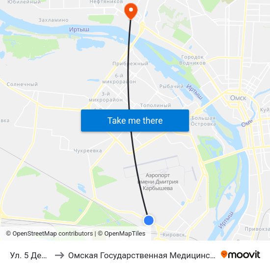 Ул. 5 Декабря to Омская Государственная Медицинская Академия map