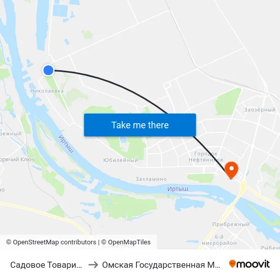 Садовое Товарищество Север to Омская Государственная Медицинская Академия map