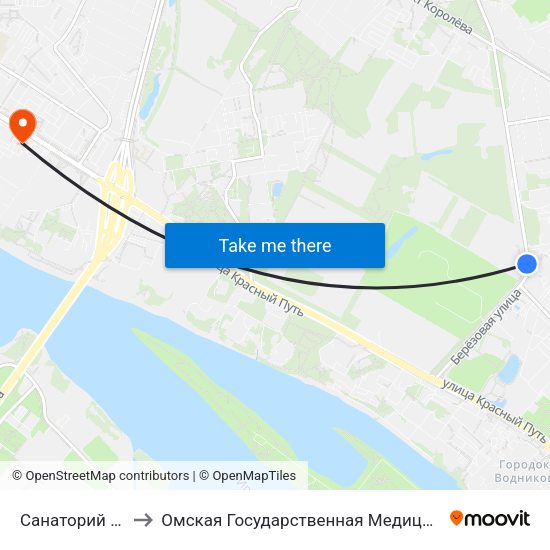 Санаторий Омский to Омская Государственная Медицинская Академия map