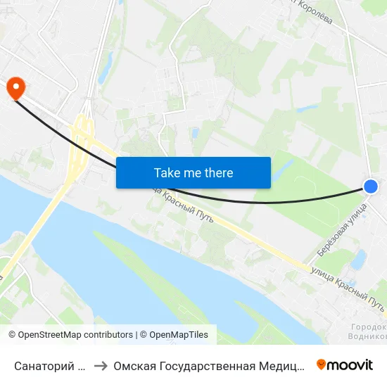 Санаторий Омский to Омская Государственная Медицинская Академия map
