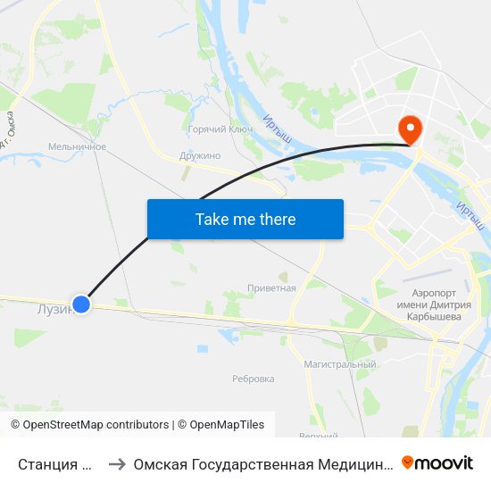 Станция Лузино to Омская Государственная Медицинская Академия map
