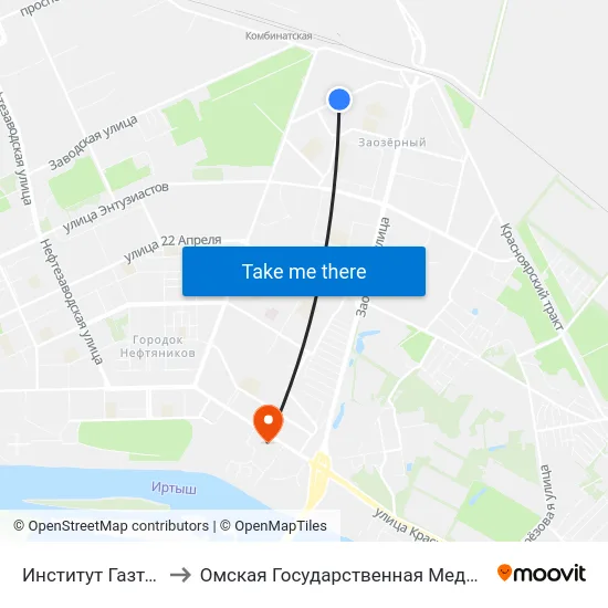 Институт Газтехнология to Омская Государственная Медицинская Академия map