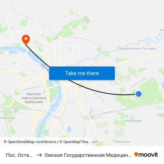 Пос. Осташково to Омская Государственная Медицинская Академия map