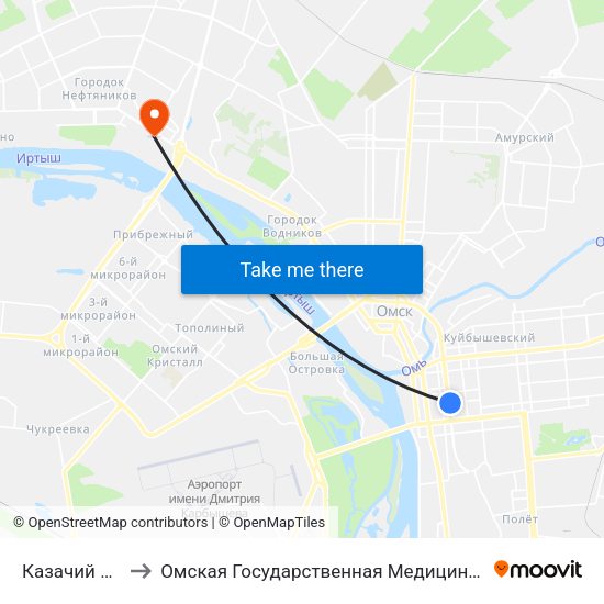 Казачий Рынок to Омская Государственная Медицинская Академия map