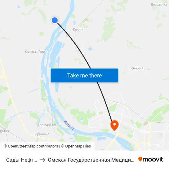 Сады Нефтяник-3 to Омская Государственная Медицинская Академия map