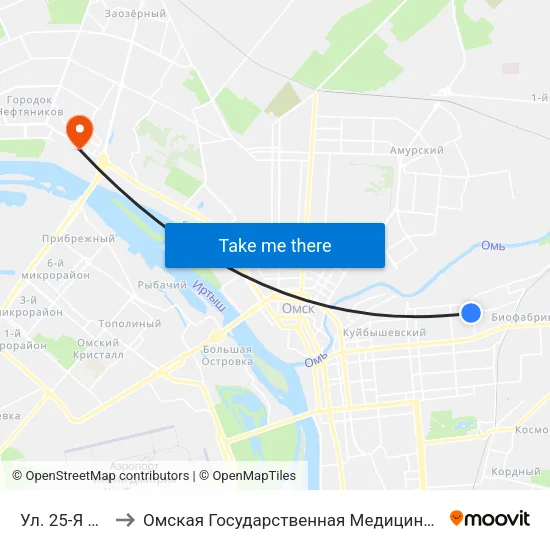 Ул. 25-Я Линия to Омская Государственная Медицинская Академия map