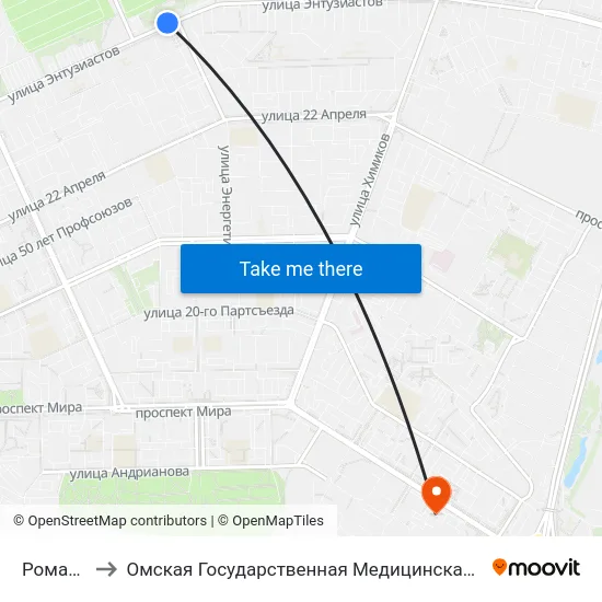 Ромашка to Омская Государственная Медицинская Академия map