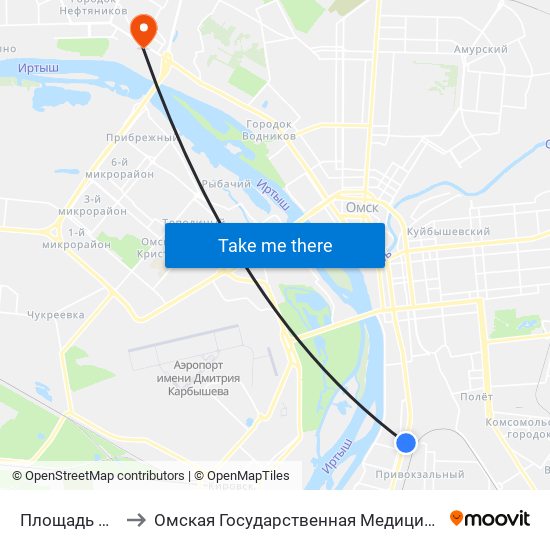 Площадь Серова to Омская Государственная Медицинская Академия map