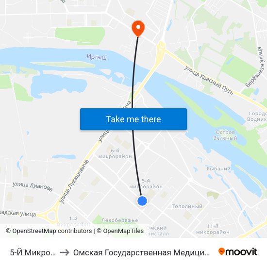 5-Й Микрорайон to Омская Государственная Медицинская Академия map