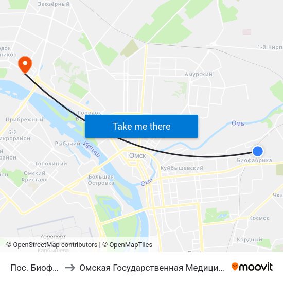 Пос. Биофабрика to Омская Государственная Медицинская Академия map