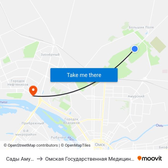 Сады Амурский to Омская Государственная Медицинская Академия map