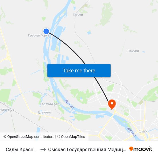 Сады Красная Горка to Омская Государственная Медицинская Академия map