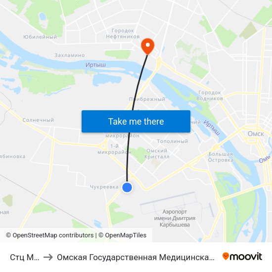 Стц Мега to Омская Государственная Медицинская Академия map