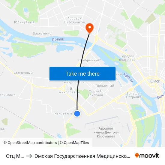 Стц Мега to Омская Государственная Медицинская Академия map
