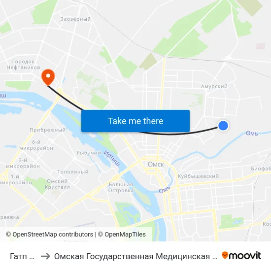 Гатп №5 to Омская Государственная Медицинская Академия map