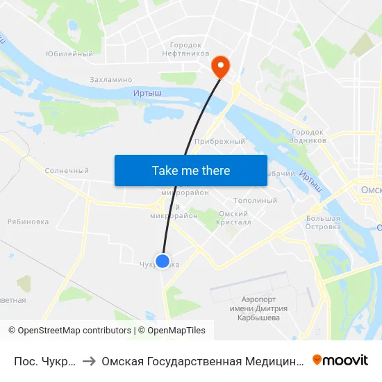 Пос. Чукреевка to Омская Государственная Медицинская Академия map
