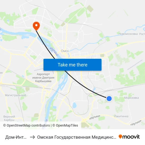 Дом-Интернат to Омская Государственная Медицинская Академия map
