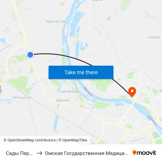 Сады Перепёлка to Омская Государственная Медицинская Академия map