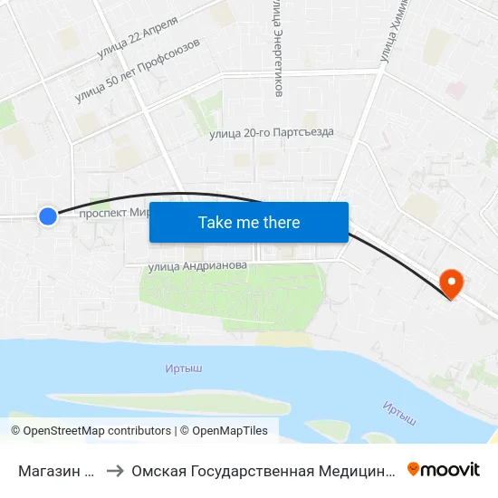 Магазин Садко to Омская Государственная Медицинская Академия map