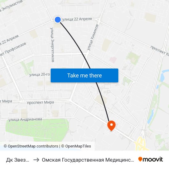 Дк Звездный to Омская Государственная Медицинская Академия map