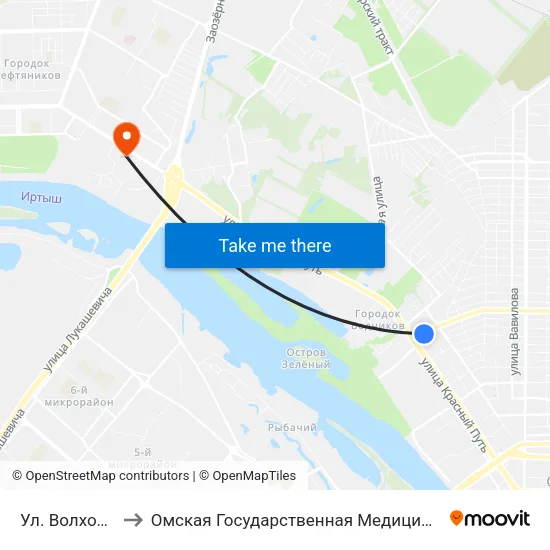 Ул. Волховстроя to Омская Государственная Медицинская Академия map