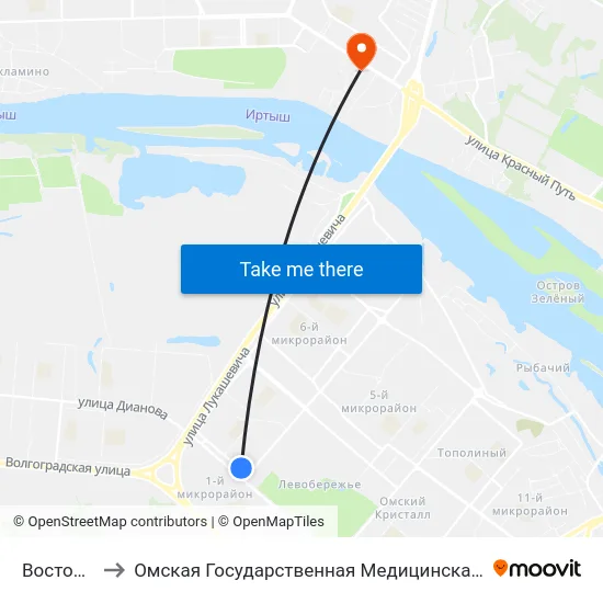 Восточная to Омская Государственная Медицинская Академия map