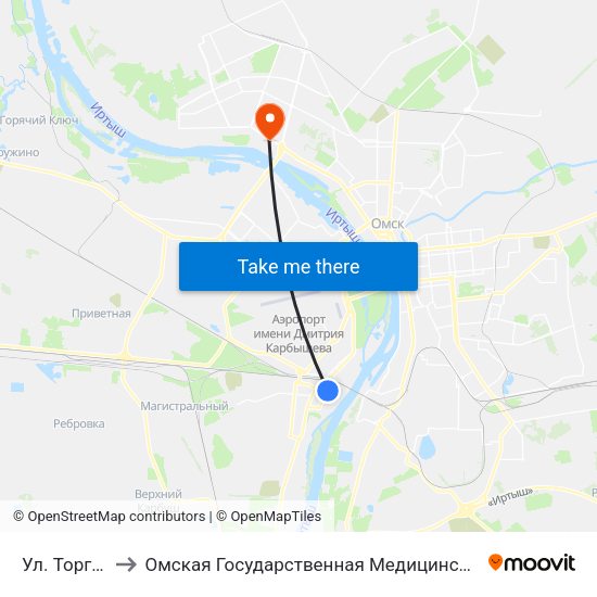 Ул. Торговая to Омская Государственная Медицинская Академия map