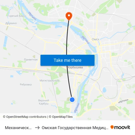 Механический Завод to Омская Государственная Медицинская Академия map
