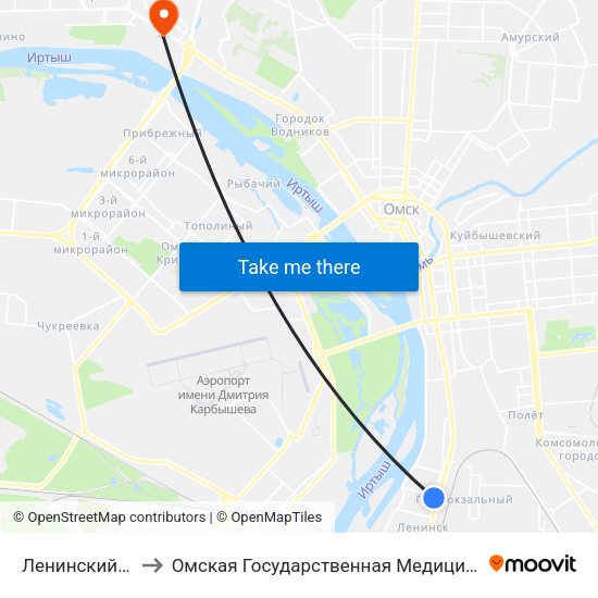 Ленинский Рынок to Омская Государственная Медицинская Академия map