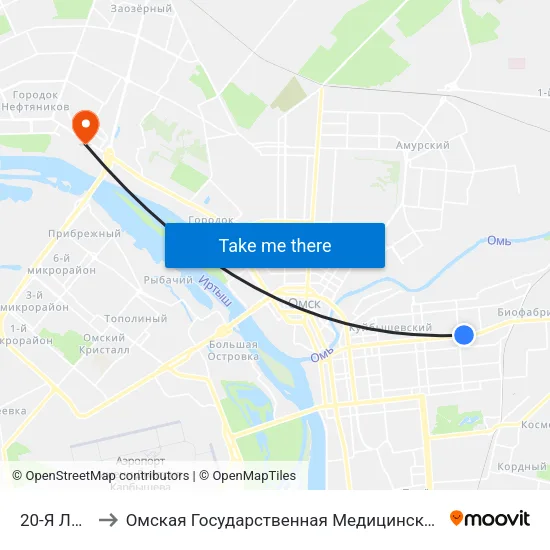 20-Я Линия to Омская Государственная Медицинская Академия map