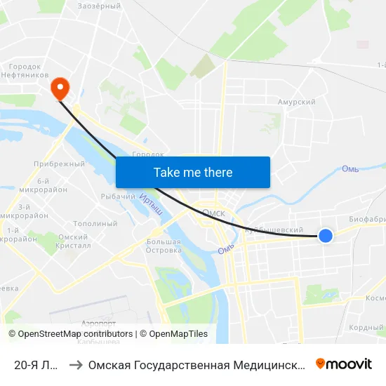 20-Я Линия to Омская Государственная Медицинская Академия map
