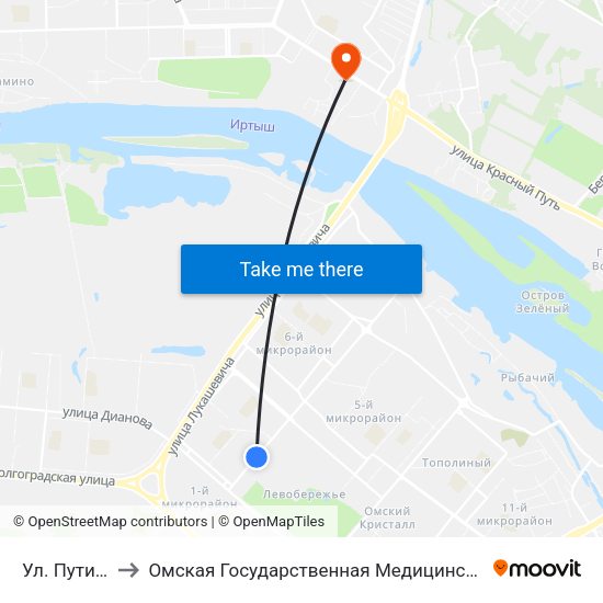 Ул. Путилова to Омская Государственная Медицинская Академия map