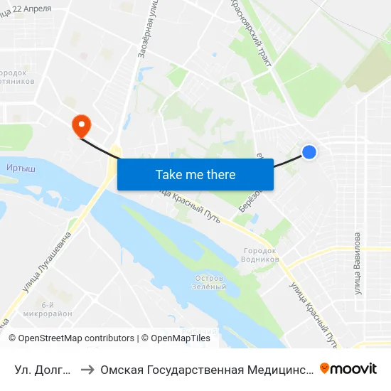 Ул. Долгирева to Омская Государственная Медицинская Академия map